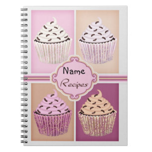 Caderno Espiral Livro de nota do cupcake da receita