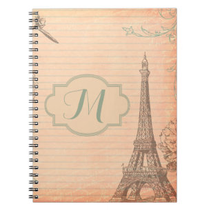 Caderno Espiral Livro de nota do monograma de Shabb da torre