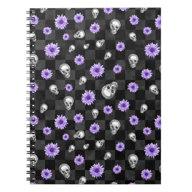 Caderno Espiral Livro de Nota Floral Roxo Gótico (Frente)