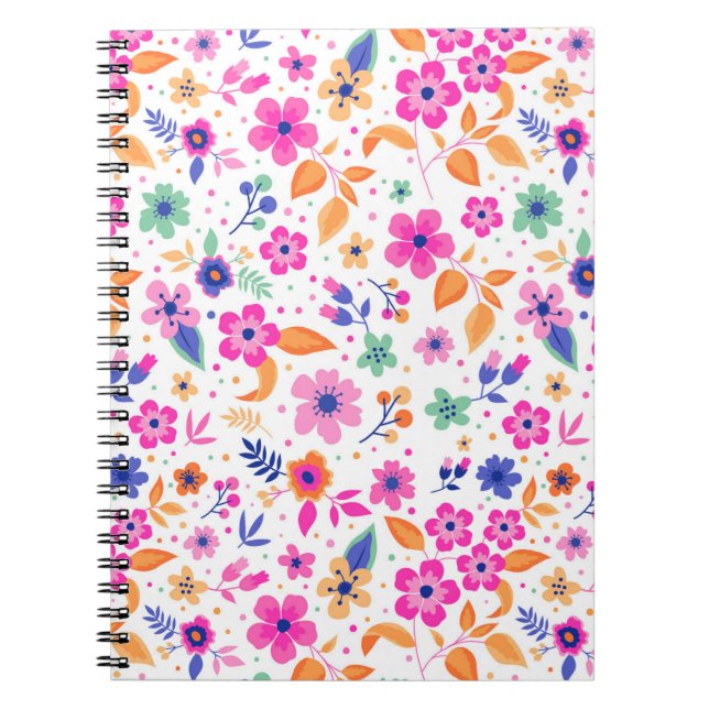 Caderno Espiral Livro de Nota Oral Floral (Frente)
