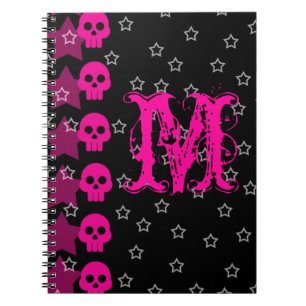 Caderno Espiral Livro de Notas Iniciais de EMO Punk Monograma de C