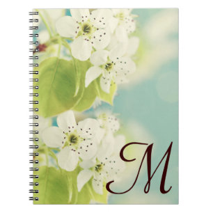 Caderno Espiral Livro de Notas Iniciais do Monograma de Cereja Bra