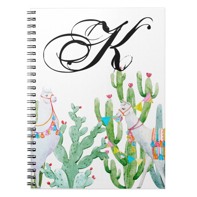Caderno Espiral Livro de Notas Personalizadas Boho Llama Bohemian  (Frente)