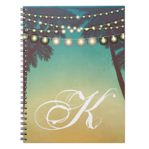 Caderno Espiral Livro de Notas Personalizado Beach Sunset Palm Tre