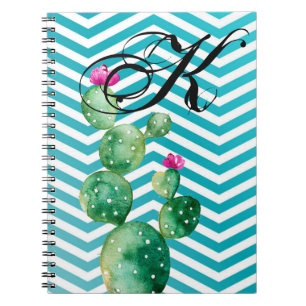 Caderno Espiral Livro de Notas Personalizado Boho Cactos Cactus Su