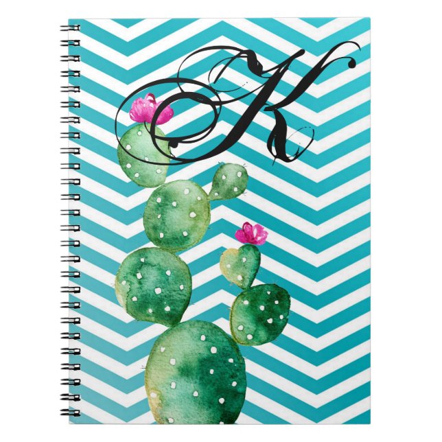 Caderno Espiral Livro de Notas Personalizado Boho Cactos Cactus Su (Frente)