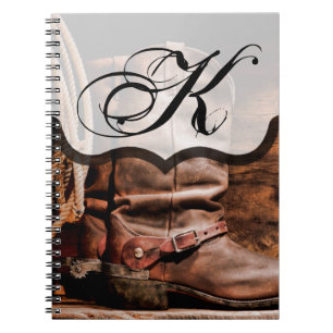 Caderno Espiral Livro de Notas Personalizado Boots Cowboy Barn Mão