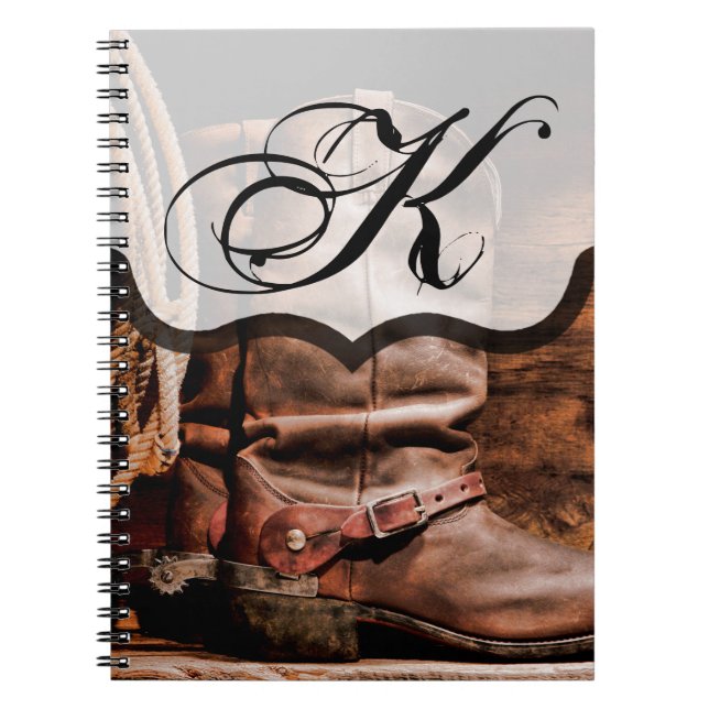Caderno Espiral Livro de Notas Personalizado Boots Cowboy Barn Mão (Frente)