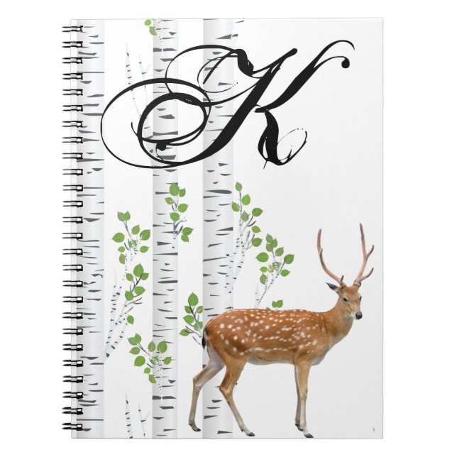 Caderno Espiral Livro de Notas Personalizado "Deer Doe Buck Forest (Frente)
