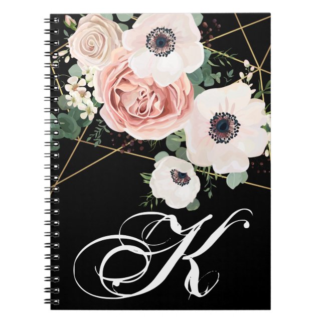 Caderno Espiral Livro de Notas Personalizado Rosa Preto para Jardi (Frente)