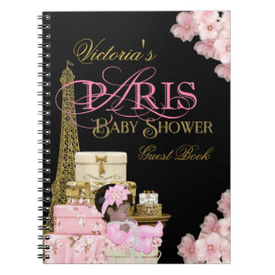Caderno Espiral Livro de Presenças para Chá de Bebê em Paris