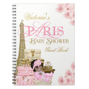 Caderno Espiral Livro de Presenças para Chá de Bebê em Paris