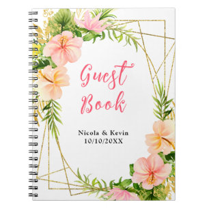 Caderno Espiral Livro de Presentes de Casamento Floral Selva Tropi