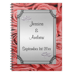Caderno Espiral Livro de Presentes de Casamento Rosas Vermelhas &