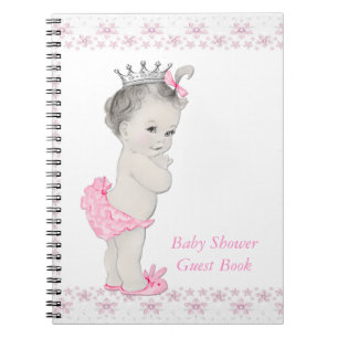 Caderno Espiral Livro de Presentes do Chá de Bebê Princesa Rosa
