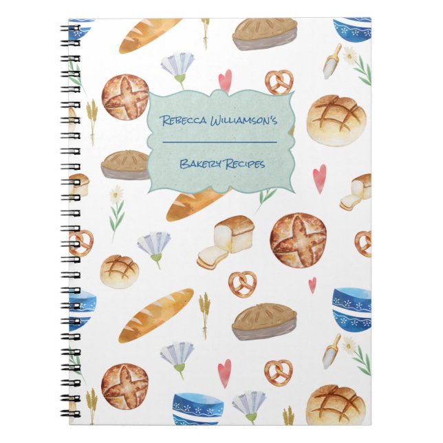 Caderno Espiral Livro de Receita de Padrão de Folha Personalizada (Frente)