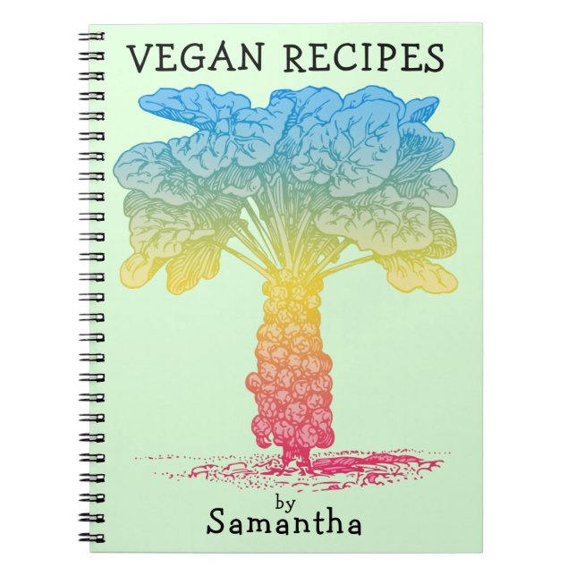 Caderno Espiral Livro de Receita de Vegan com Nome (Frente)