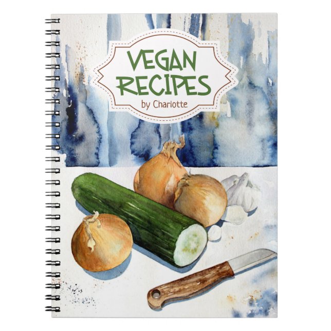 Caderno Espiral Livro de Receita Personalizado, Receitas Vegan (Frente)