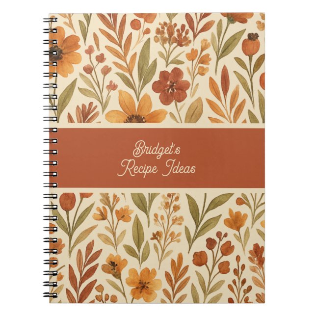 Caderno Espiral Livro de Receitas Botânicas Colheita Dourada + Nom (Frente)