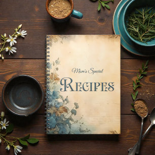 Caderno Espiral Livro de Receitas da Família Vitoriana Floral Rúst