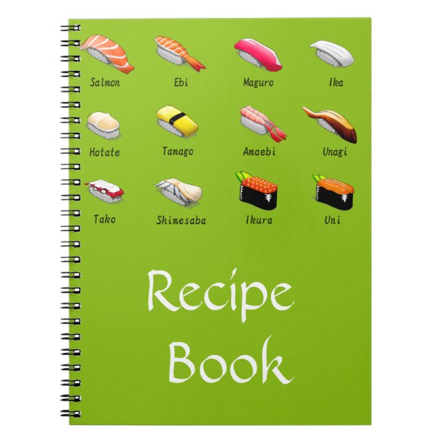 Caderno Espiral Livro de receitas de comida japonesa asiática sush (Frente)