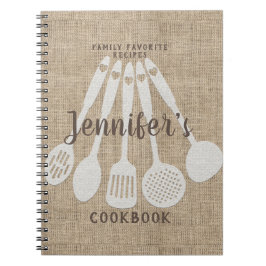 Caderno Espiral Livro de receitas de imagem de Burlap Personalizad