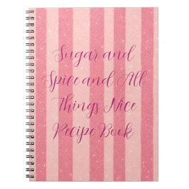 Caderno Espiral Livro de Receitas de Listras de Bala Rosa
