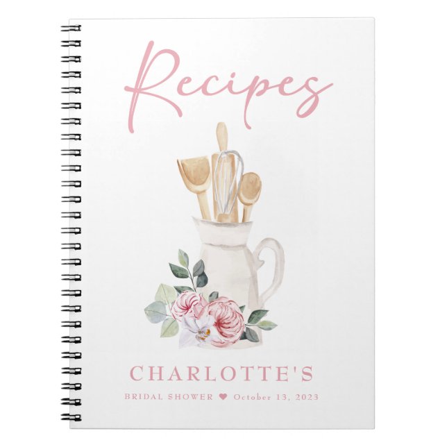 Caderno Espiral Livro de Receitas do Chá de panela Rosa-Escamudo E (Frente)
