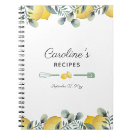 Caderno Espiral Livro de receitas dos limões e Eucalyptus