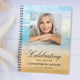 Caderno Espiral Livro de Registro de Foto Funeral Tema Praia para 