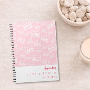 Caderno Espiral Livro de Visitas Chá de Bebê Menina berços rosa br