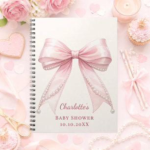Caderno Espiral Livro de visitas Churrasco de bebê arco rosa pérol