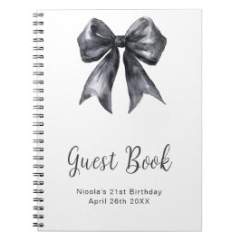 Caderno Espiral Livro de Visitas de Aniversário com Laço Preto Coq