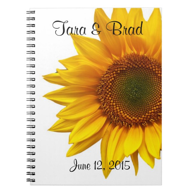 Caderno Espiral Livro de Visitas de Casamento Flor de Girassol Bon (Frente)