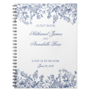 Caderno Espiral Livro de Visitas de Casamento Floral Vintage Chino