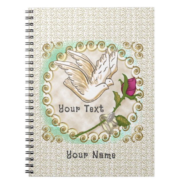 Caderno Espiral Livro de visitas de casamento personalizado Dove (Frente)