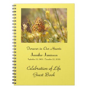 Caderno Espiral Livro de Visitas de Celebração de Vida, Borboleta