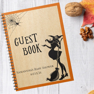Caderno Espiral Livro de Visitas de Chá de Bebê Bruxaria de Hallow