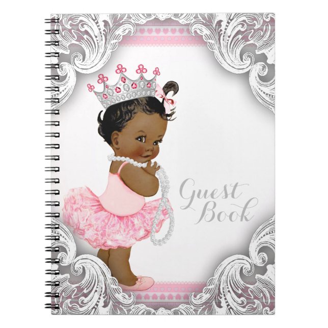 Caderno Espiral Livro de Visitas de Chá de Bebê da Princesa Bailar (Frente)