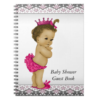 Caderno Espiral Livro de Visitas de Chá de Bebê Rosa e Preto