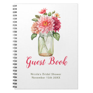 Caderno Espiral Livro de Visitas de Chá de Noiva com Jarra de Maso