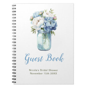 Caderno Espiral Livro de Visitas de Chá de Noiva em Pote de Pedra