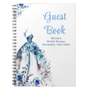 Caderno Espiral Livro de Visitas de Chuveiro de Noiva com Vestido