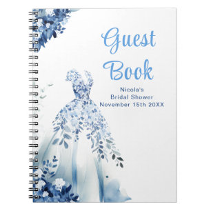 Caderno Espiral Livro de Visitas de Chuveiro de Noiva com Vestido