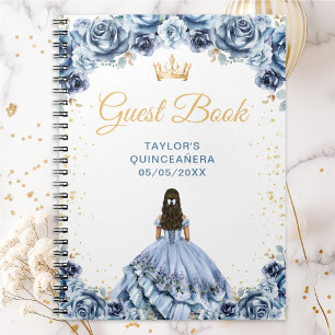 Caderno Espiral Livro de Visitas de Quinceañera Princesa Azul Empo