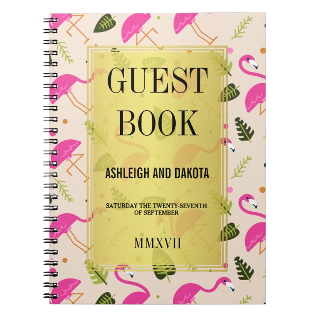 Caderno Espiral Livro de Visitas | Flamingos Rosa Quente Fabulosos (Frente)