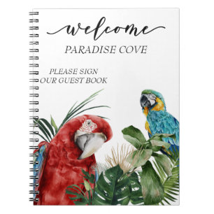 Caderno Espiral Livro de Visitas Papagaio Tropical Aquarela