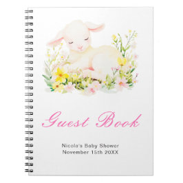 Caderno Espiral Livro de Visitas para Chá de Bebê de Cordeiro de P