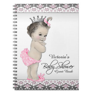 Caderno Espiral Livro de Visitas para Chá de Bebê Princesa