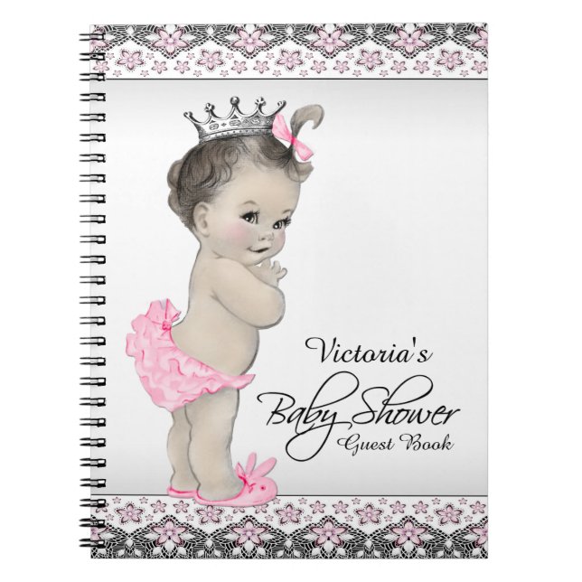 Caderno Espiral Livro de Visitas para Chá de Bebê Princesa (Frente)